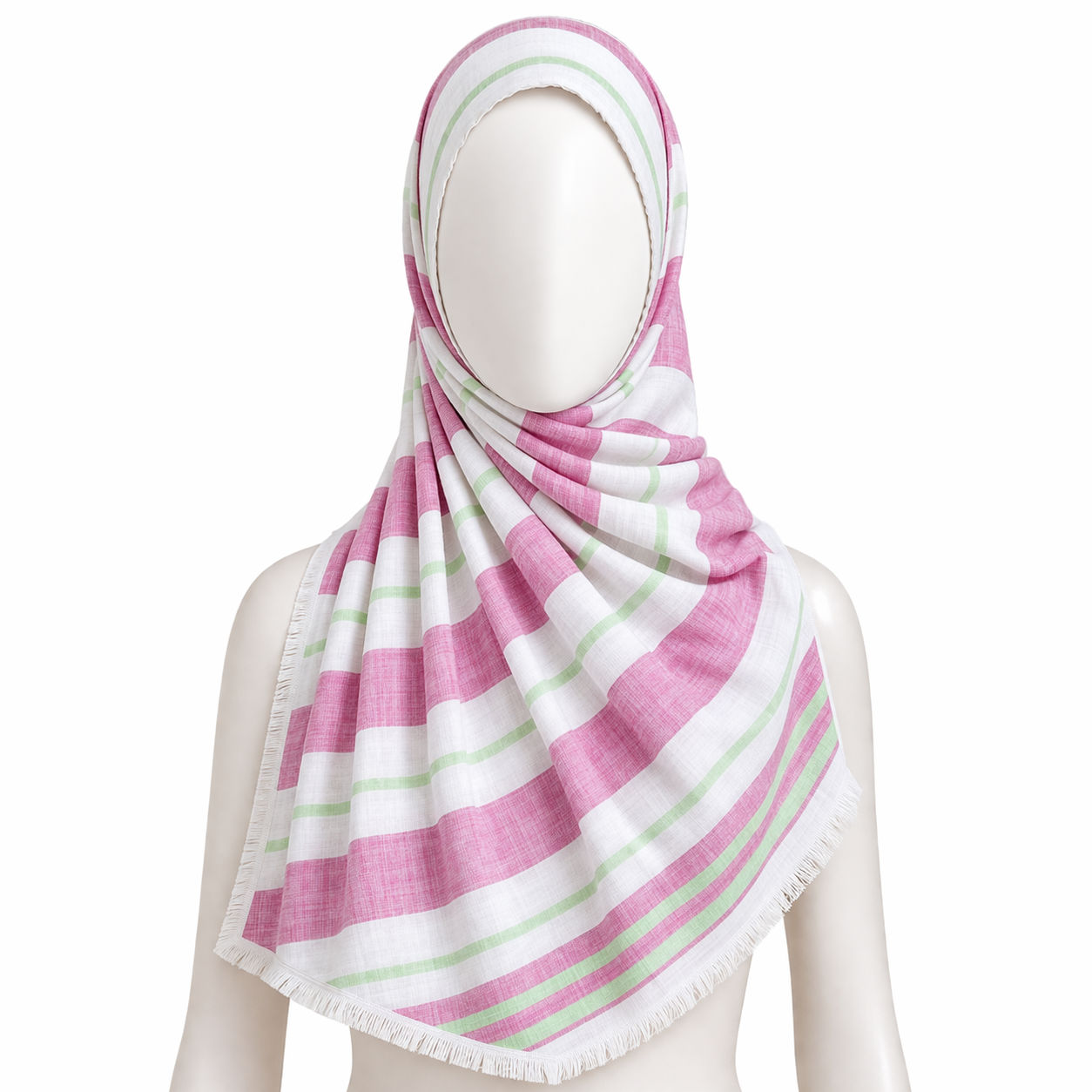 Blue Green Stripes Cotton Scarf